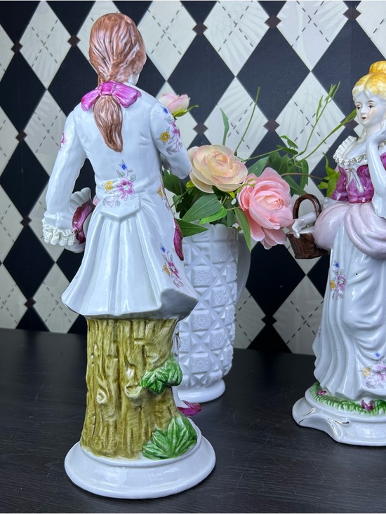 Large Victorian Lady 14” Porcelain Figurine Rococo Style 14 Inch Statue Vintage - Picture 17 of 17